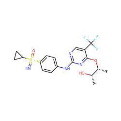 C[C@H](O)[C@@H](C)Oc1nc(Nc2ccc([S@@](=N)(=O)C3CC3)cc2)ncc1C(F)(F)F ZINC000114749373