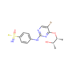 C[C@H](O)[C@@H](C)Oc1nc(Nc2ccc([S@@](C)(=N)=O)cc2)ncc1Br ZINC000169694321