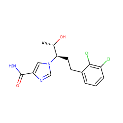 C[C@H](O)[C@@H](CCc1cccc(Cl)c1Cl)n1cnc(C(N)=O)c1 ZINC000000025432