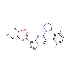 C[C@H](O)[C@@H](CO)NC(=O)c1cnn2ccc(N3CCC[C@@H]3c3cc(F)ccc3F)nc12 ZINC000169704248