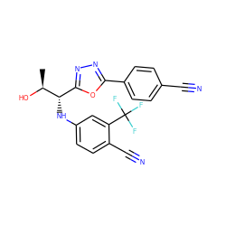 C[C@H](O)[C@@H](Nc1ccc(C#N)c(C(F)(F)F)c1)c1nnc(-c2ccc(C#N)cc2)o1 ZINC000115974177