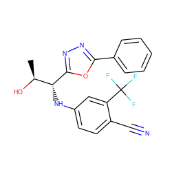 C[C@H](O)[C@@H](Nc1ccc(C#N)c(C(F)(F)F)c1)c1nnc(-c2ccccc2)o1 ZINC000115971958