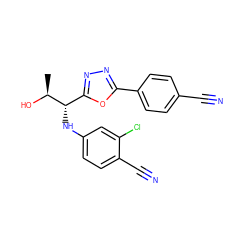 C[C@H](O)[C@@H](Nc1ccc(C#N)c(Cl)c1)c1nnc(-c2ccc(C#N)cc2)o1 ZINC000115970855