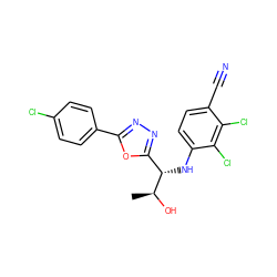 C[C@H](O)[C@@H](Nc1ccc(C#N)c(Cl)c1Cl)c1nnc(-c2ccc(Cl)cc2)o1 ZINC000115973579