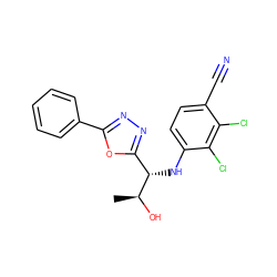 C[C@H](O)[C@@H](Nc1ccc(C#N)c(Cl)c1Cl)c1nnc(-c2ccccc2)o1 ZINC000115973102