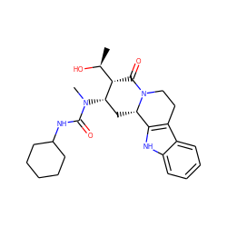 C[C@H](O)[C@@H]1C(=O)N2CCc3c([nH]c4ccccc34)[C@@H]2C[C@@H]1N(C)C(=O)NC1CCCCC1 ZINC000061924214