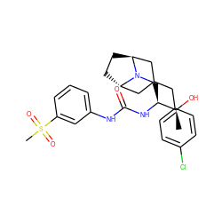 C[C@H](O)[C@H](CN1[C@H]2CC[C@H]1CC(Cc1ccc(Cl)cc1)C2)NC(=O)Nc1cccc(S(C)(=O)=O)c1 ZINC000100893299