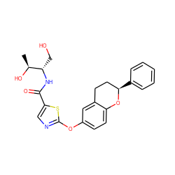 C[C@H](O)[C@H](CO)NC(=O)c1cnc(Oc2ccc3c(c2)CC[C@@H](c2ccccc2)O3)s1 ZINC000169710621