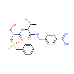 C[C@H](O)[C@H](NC(=O)[C@@H](CO)NS(=O)(=O)Cc1ccccc1)C(=O)NCc1ccc(C(=N)N)cc1 ZINC000096168433