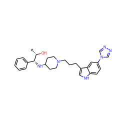 C[C@H](O)[C@H](NC1CCN(CCCc2c[nH]c3ccc(-n4cnnc4)cc23)CC1)c1ccccc1 ZINC000013802551