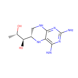 C[C@H](O)[C@H](O)[C@@H]1CNc2nc(N)nc(N)c2N1 ZINC000006381852