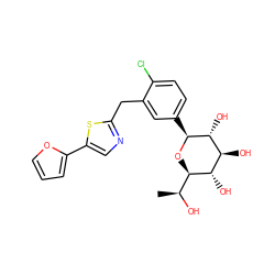 C[C@H](O)[C@H]1O[C@@H](c2ccc(Cl)c(Cc3ncc(-c4ccco4)s3)c2)[C@H](O)[C@@H](O)[C@@H]1O ZINC000066252333