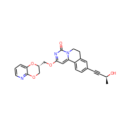 C[C@H](O)C#Cc1ccc2c(c1)CCn1c-2cc(OC[C@@H]2COc3ncccc3O2)nc1=O ZINC000220096763