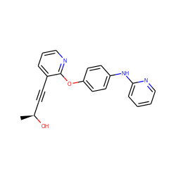 C[C@H](O)C#Cc1cccnc1Oc1ccc(Nc2ccccn2)cc1 ZINC000142594965