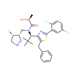 C[C@H](O)C(=O)N(C[C@@H]1CNC[C@@H]1F)[C@@H](c1nc(-c2cc(F)ccc2F)sc1Cc1ccccc1)C(C)(C)C ZINC000072317540