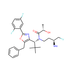 C[C@H](O)C(=O)N(CC[C@H](N)CF)[C@@H](c1nc(-c2cc(F)ccc2F)oc1Cc1ccccc1)C(C)(C)C ZINC000072317542