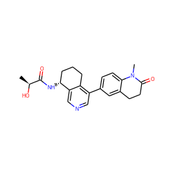 C[C@H](O)C(=O)N[C@@H]1CCCc2c(-c3ccc4c(c3)CCC(=O)N4C)cncc21 ZINC000204995629