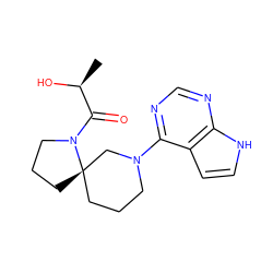 C[C@H](O)C(=O)N1CCC[C@@]12CCCN(c1ncnc3[nH]ccc13)C2 ZINC000143586309