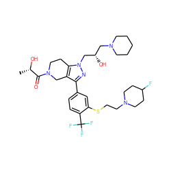 C[C@H](O)C(=O)N1CCc2c(c(-c3ccc(C(F)(F)F)c(SCCN4CCC(F)CC4)c3)nn2C[C@@H](O)CN2CCCCC2)C1 ZINC000049793765