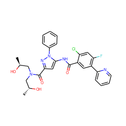 C[C@H](O)CN(C[C@@H](C)O)C(=O)c1cc(NC(=O)c2cc(-c3ccccn3)c(F)cc2Cl)n(-c2ccccc2)n1 ZINC001772603807