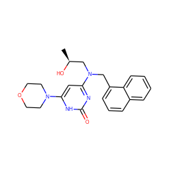 C[C@H](O)CN(Cc1cccc2ccccc12)c1cc(N2CCOCC2)[nH]c(=O)n1 ZINC000095552506