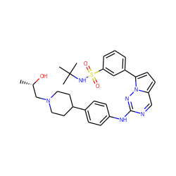 C[C@H](O)CN1CCC(c2ccc(Nc3ncc4ccc(-c5cccc(S(=O)(=O)NC(C)(C)C)c5)n4n3)cc2)CC1 ZINC000073196068