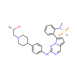 C[C@H](O)CN1CCC(c2ccc(Nc3ncc4ccc(-c5ccccc5N(C)S(C)(=O)=O)n4n3)cc2)CC1 ZINC000073195745