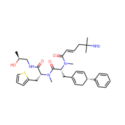 C[C@H](O)CNC(=O)[C@@H](Cc1cccs1)N(C)C(=O)[C@@H](CC1=CC[C@@H](c2ccccc2)C=C1)N(C)C(=O)/C=C/CC(C)(C)N ZINC000027193960