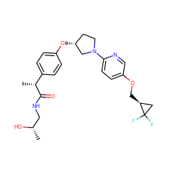 C[C@H](O)CNC(=O)[C@H](C)c1ccc(O[C@@H]2CCN(c3ccc(OC[C@H]4CC4(F)F)cn3)C2)cc1 ZINC001772584130