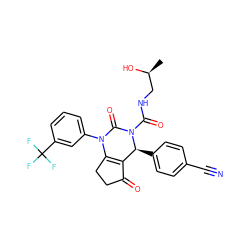 C[C@H](O)CNC(=O)N1C(=O)N(c2cccc(C(F)(F)F)c2)C2=C(C(=O)CC2)[C@@H]1c1ccc(C#N)cc1 ZINC001772615050