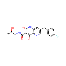 C[C@H](O)CNC(=O)c1c(O)c2ncc(Cc3ccc(F)cc3)cc2[nH]c1=O ZINC000095597045