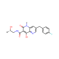 C[C@H](O)CNC(=O)c1c(O)c2ncc(Cc3ccc(F)cc3)cc2n(C)c1=O ZINC000103097720