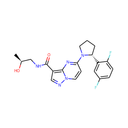 C[C@H](O)CNC(=O)c1cnn2ccc(N3CCC[C@@H]3c3cc(F)ccc3F)nc12 ZINC000149898247