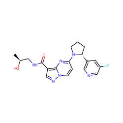 C[C@H](O)CNC(=O)c1cnn2ccc(N3CCC[C@@H]3c3cncc(F)c3)nc12 ZINC000165734391