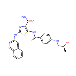 C[C@H](O)CNc1ccc(C(=O)Nc2sc(Nc3ccc4ccccc4c3)nc2C(N)=O)cc1 ZINC000225144155