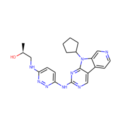 C[C@H](O)CNc1ccc(Nc2ncc3c4ccncc4n(C4CCCC4)c3n2)nn1 ZINC000169706741