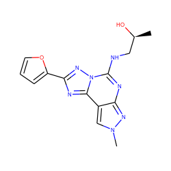 C[C@H](O)CNc1nc2nn(C)cc2c2nc(-c3ccco3)nn12 ZINC000095573347