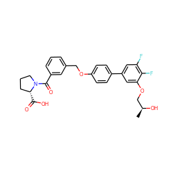 C[C@H](O)COc1cc(-c2ccc(OCc3cccc(C(=O)N4CCC[C@H]4C(=O)O)c3)cc2)cc(F)c1F ZINC000221669778