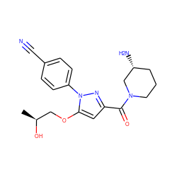 C[C@H](O)COc1cc(C(=O)N2CCC[C@@H](N)C2)nn1-c1ccc(C#N)cc1 ZINC001772647469