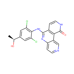 C[C@H](O)c1cc(Cl)c(Nc2nc3ccncc3c3c(=O)[nH]ccc23)c(Cl)c1 ZINC000103239761