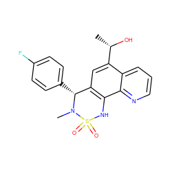 C[C@H](O)c1cc2c(c3ncccc13)NS(=O)(=O)N(C)[C@@H]2c1ccc(F)cc1 ZINC000205639021