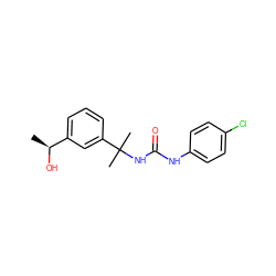 C[C@H](O)c1cccc(C(C)(C)NC(=O)Nc2ccc(Cl)cc2)c1 ZINC000095572315