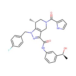 C[C@H](O)c1cccc(NC(=O)c2nn(Cc3ccc(F)cc3)c3c2CN(C(=O)c2ccc[nH]2)C[C@H]3C)c1 ZINC000263620574