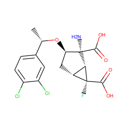 C[C@H](O[C@@H]1C[C@@H]2[C@H]([C@]1(N)C(=O)O)[C@@]2(F)C(=O)O)c1ccc(Cl)c(Cl)c1 ZINC000013582218