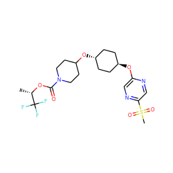 C[C@H](OC(=O)N1CCC(O[C@H]2CC[C@H](Oc3cnc(S(C)(=O)=O)cn3)CC2)CC1)C(F)(F)F ZINC000473097827