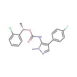 C[C@H](OC(=O)Nc1c(-c2ccc(F)cc2)cnn1C)c1ccccc1Cl ZINC000095573255