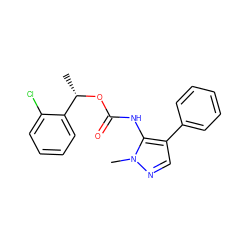 C[C@H](OC(=O)Nc1c(-c2ccccc2)cnn1C)c1ccccc1Cl ZINC000095579879