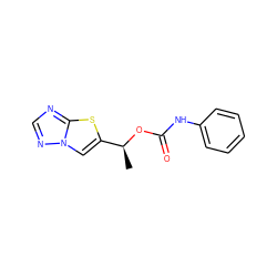 C[C@H](OC(=O)Nc1ccccc1)c1cn2ncnc2s1 ZINC000066260239