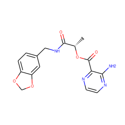 C[C@H](OC(=O)c1nccnc1N)C(=O)NCc1ccc2c(c1)OCO2 ZINC000009514428