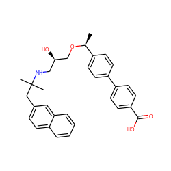 C[C@H](OC[C@H](O)CNC(C)(C)Cc1ccc2ccccc2c1)c1ccc(-c2ccc(C(=O)O)cc2)cc1 ZINC000066100010